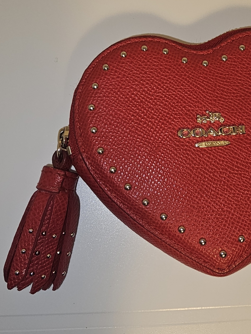 Coach Red Heart Pouch with Studded Tassel - Picture 5 of 5